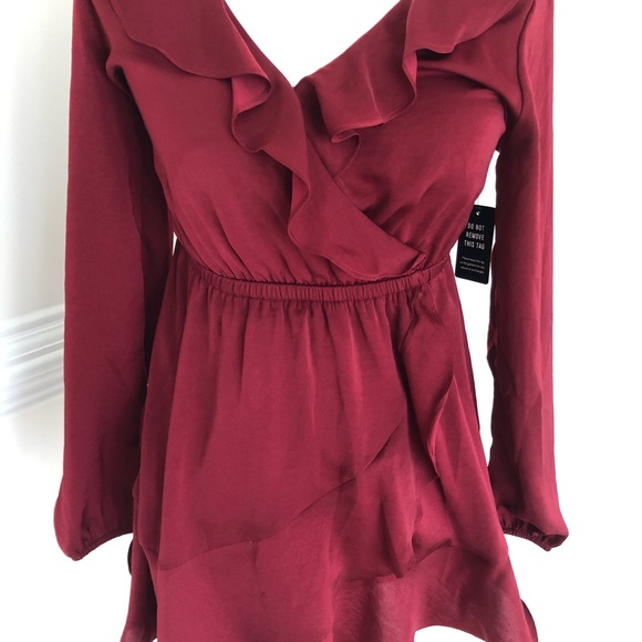 Express Dresses & Skirts - Express Red Velvet V-Neck Mini Dress